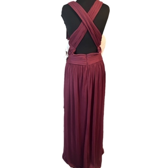 David’s Bridal - Size 20 Mesh‎ Long bridesmaid dress with crisscross back - Wine - Picture 2 of 5
